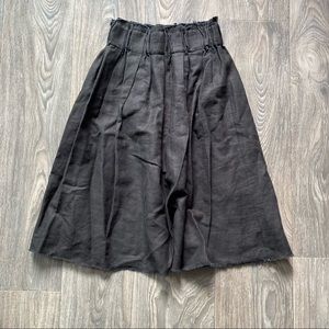 Vintage Black Linen Midi Skirt